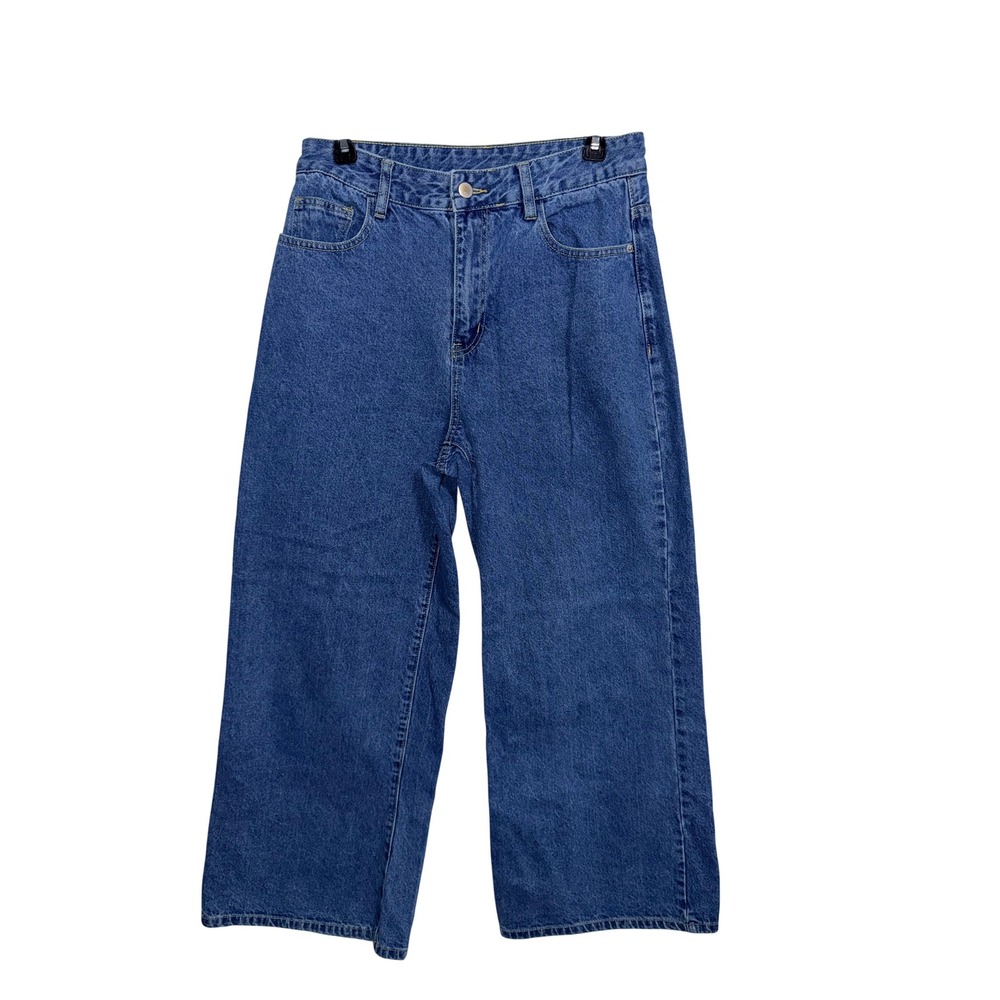 SHEIN Womens High‎ Waisted Wide Leg Jeans Blue Medium Wash Denim Size 31
